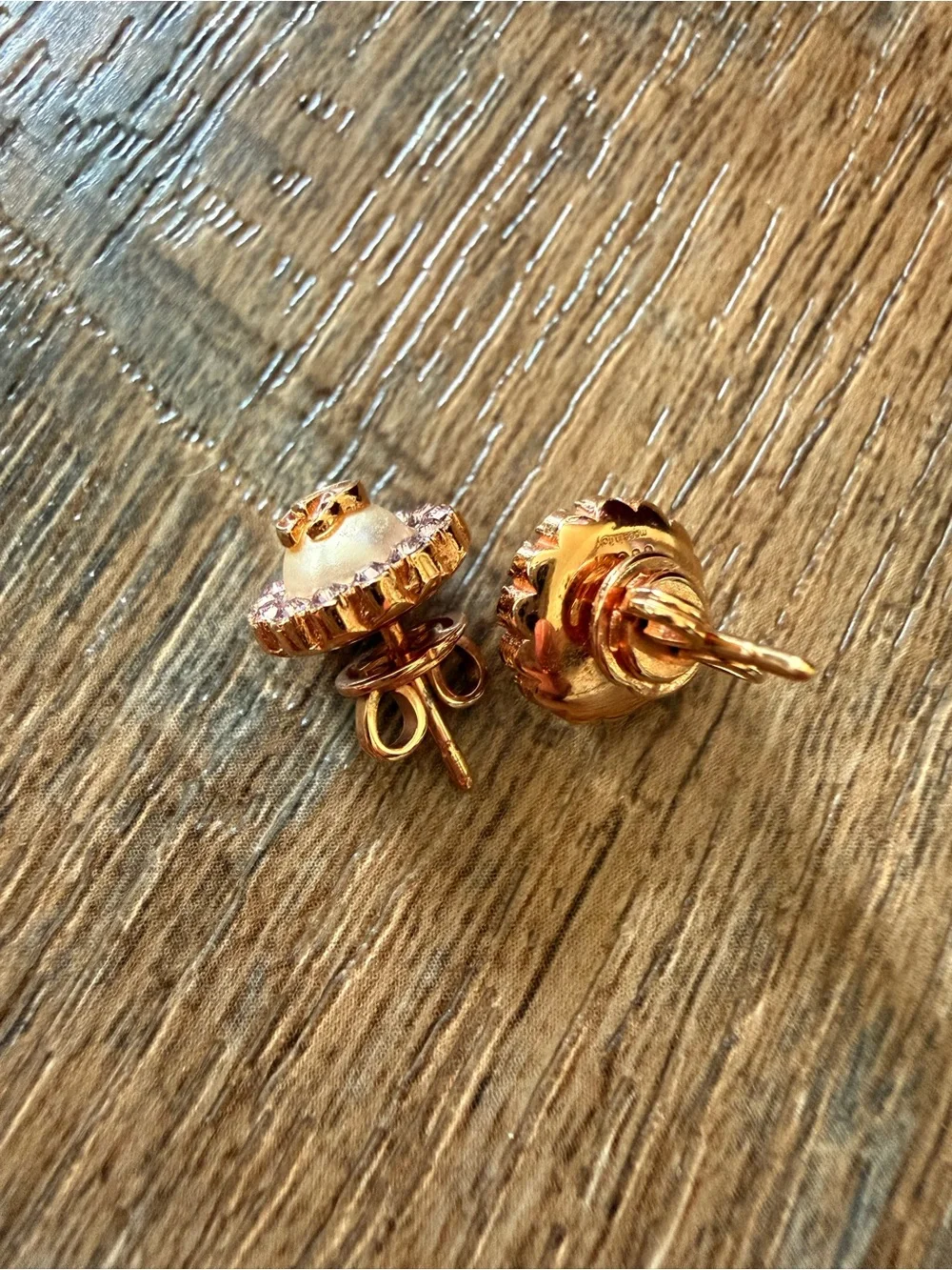 Gucci Gold and Pearl Crystal Halo Stud Earrings